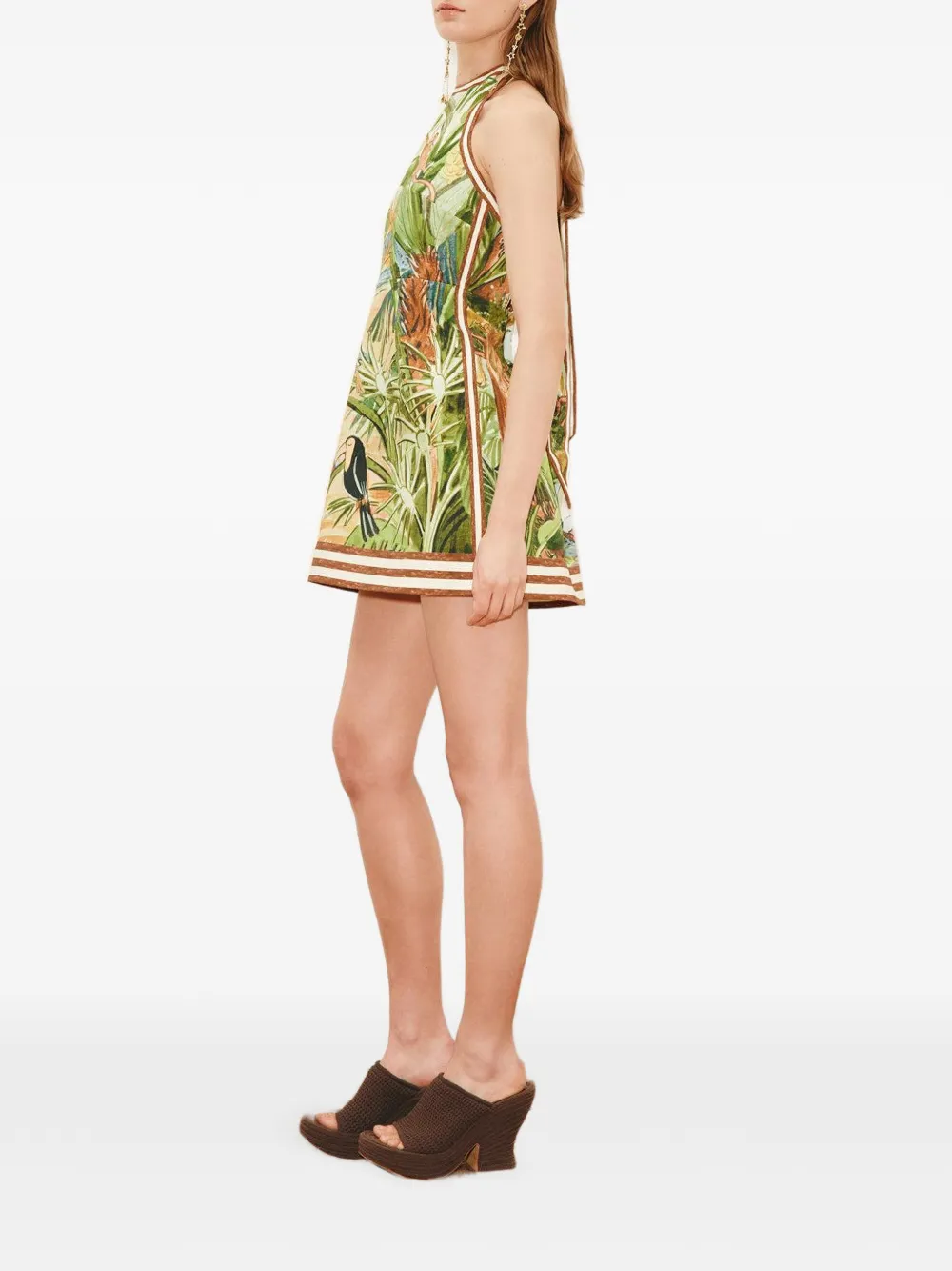  Alemais Toucan Tango Halter Printed Mini Dress - Green 