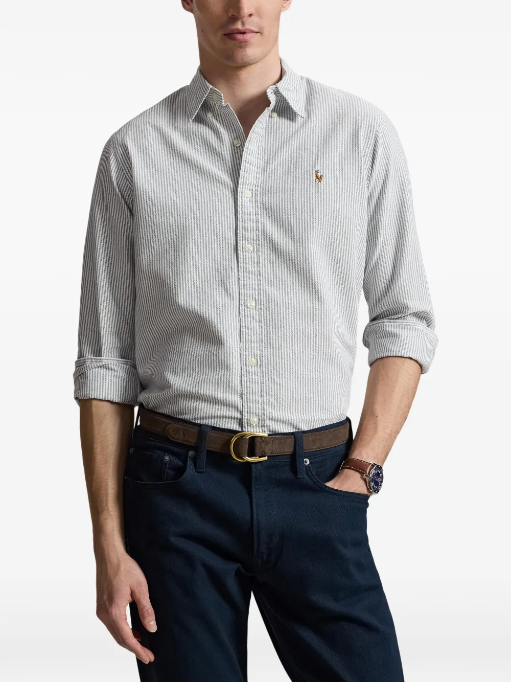 Polo Ralph Lauren Gestreept Oxford overhemd Wit