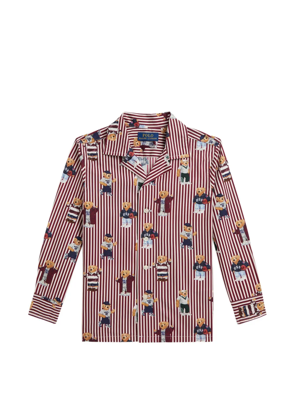 POLO RALPH LAUREN KIDS Polo Bear striped shirt - Rosso