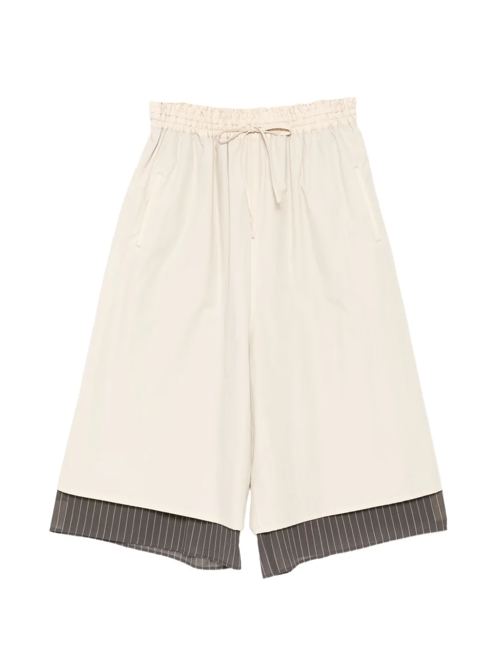Y's layered pinstripe-pattern shorts - Neutrals