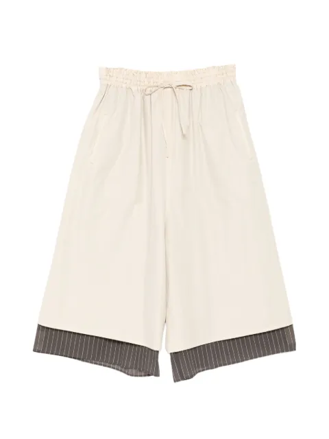 Y's layered pinstripe-pattern shorts