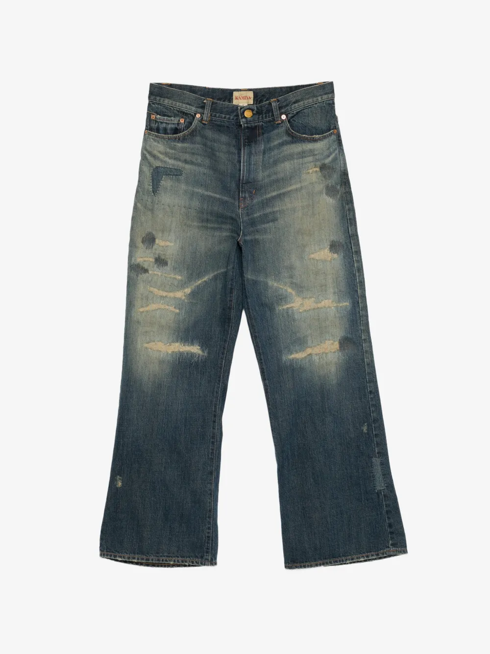 KAMIYA  distressed patchwork jeans | Blue | Image 1