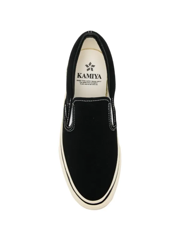 micchany　ブラック KAMIYA contrast-trim slip-on Sneakers | Black | FARFETCH