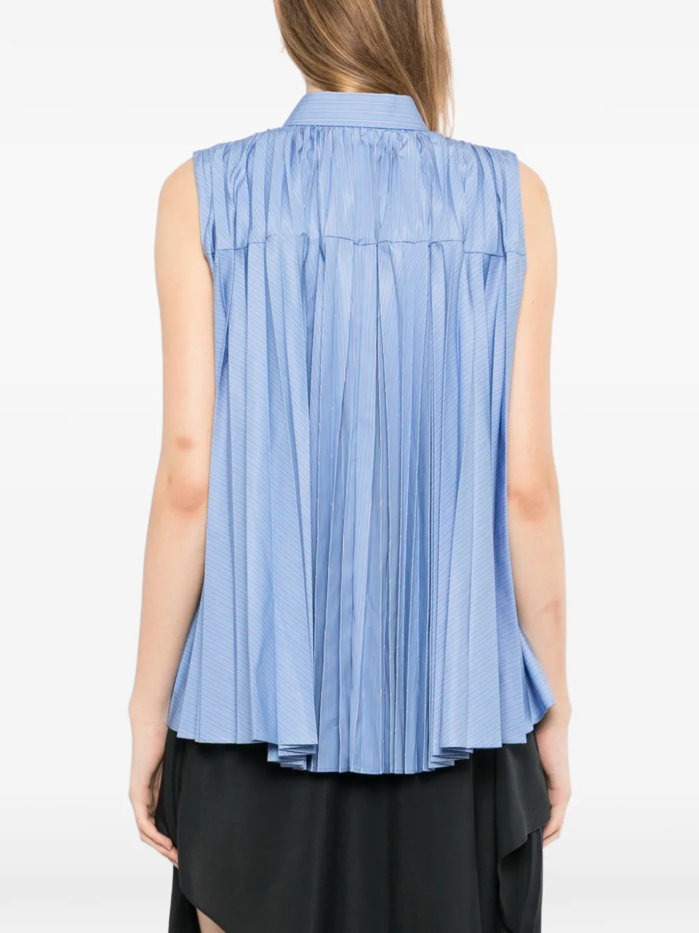 sacai Mouwloze blouse met geplooid vlak Blauw