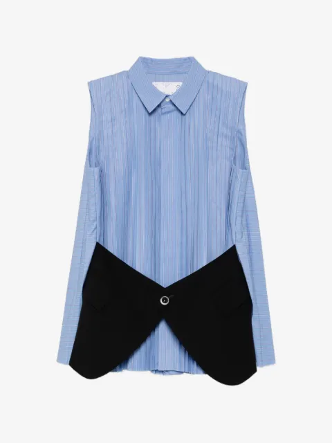 sacai blouse sans manches à empiècements plissés