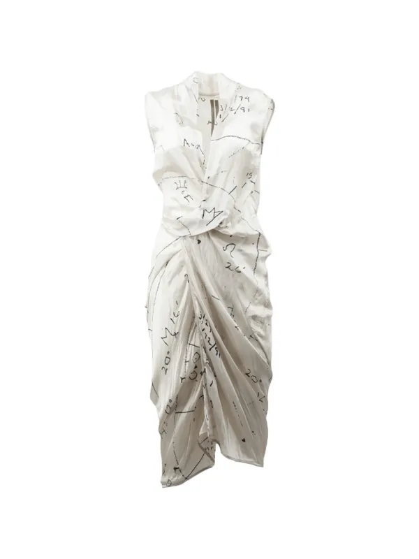 Rick Owens Graphic-print Twisted Dress in Neutrals