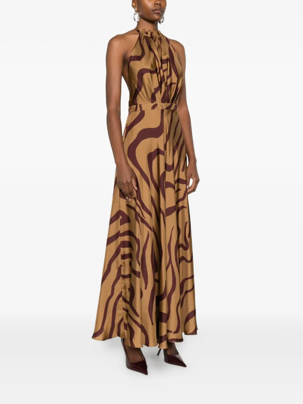  Raquel Diniz Zebra Halterneck Dress - Neutrals 