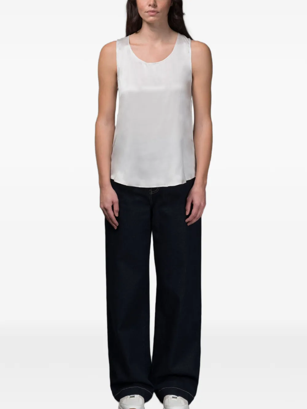 Moorer Clarion-Skr tanktop met wijde schouders Wit