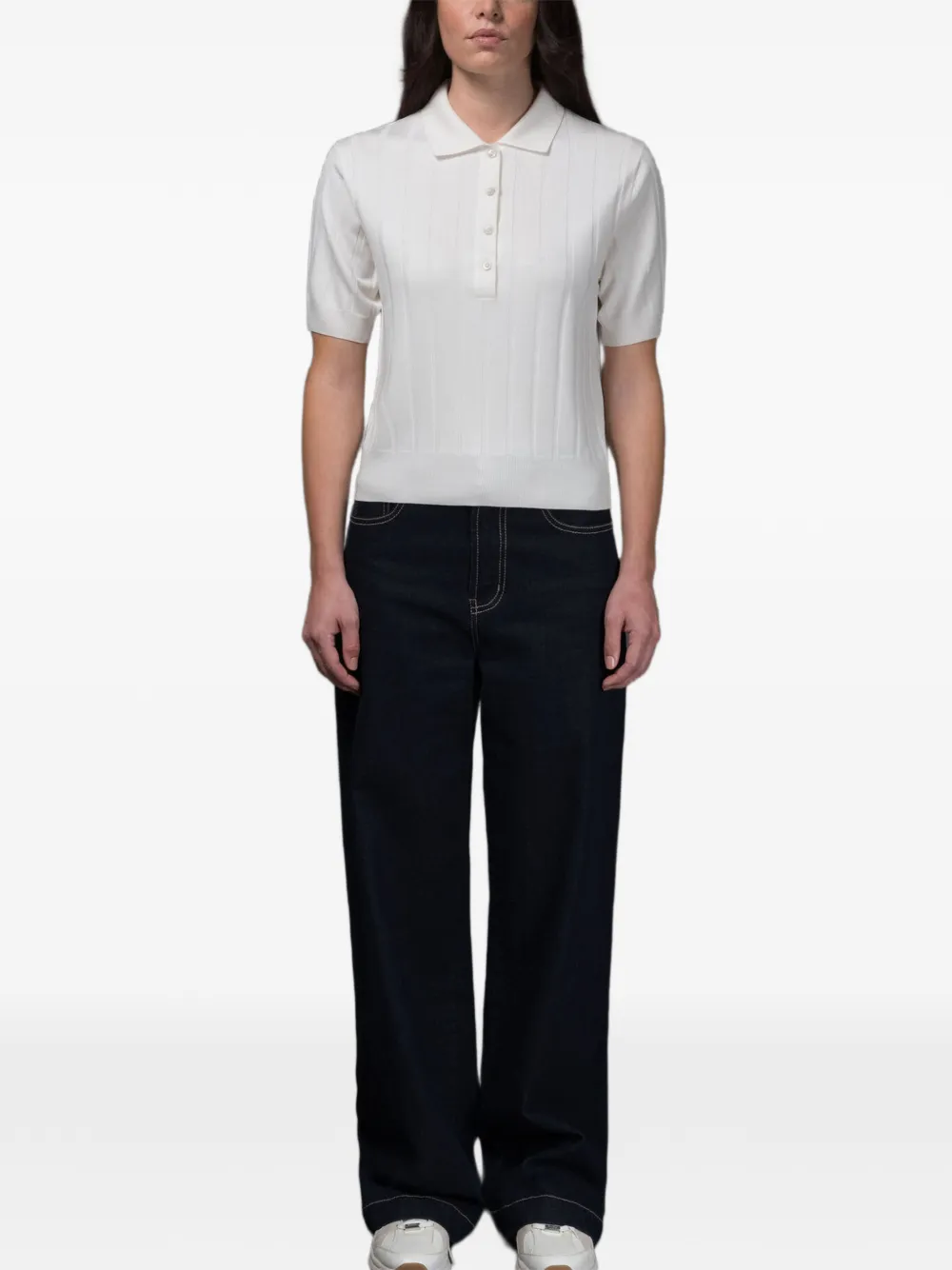  Moorer Rigel-w18 Button Ribbed Polo Shirt - White 