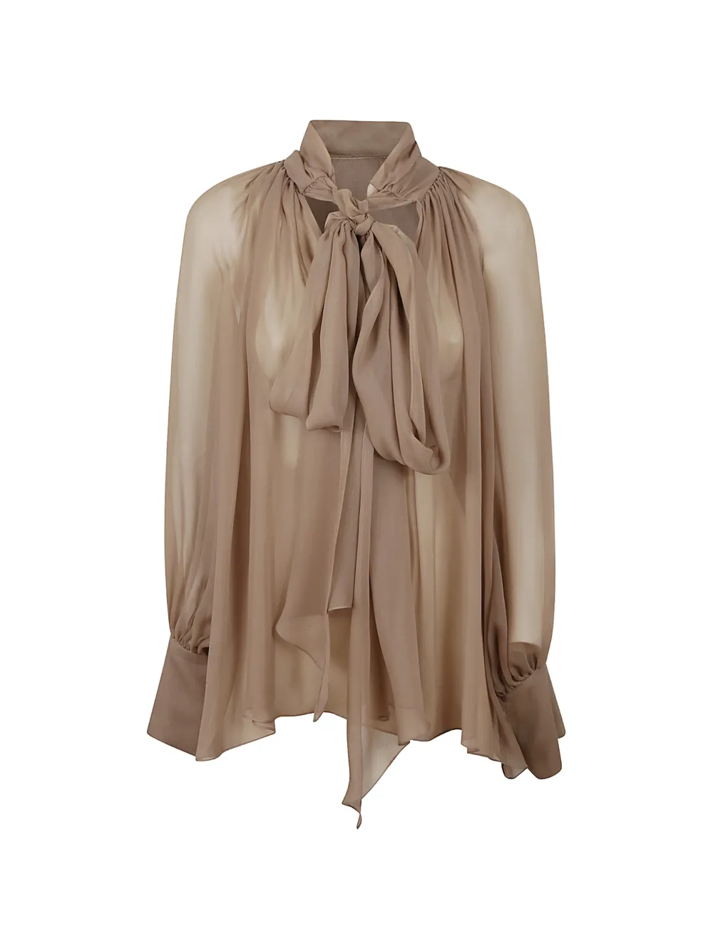 phaeonia pussy-bow sheer-finish blouse - Toni neutri