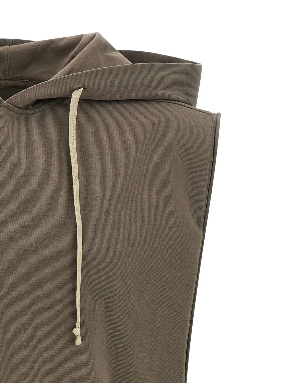 Rick Owens DRKSHDW Gerafelde top met capuchon Bruin