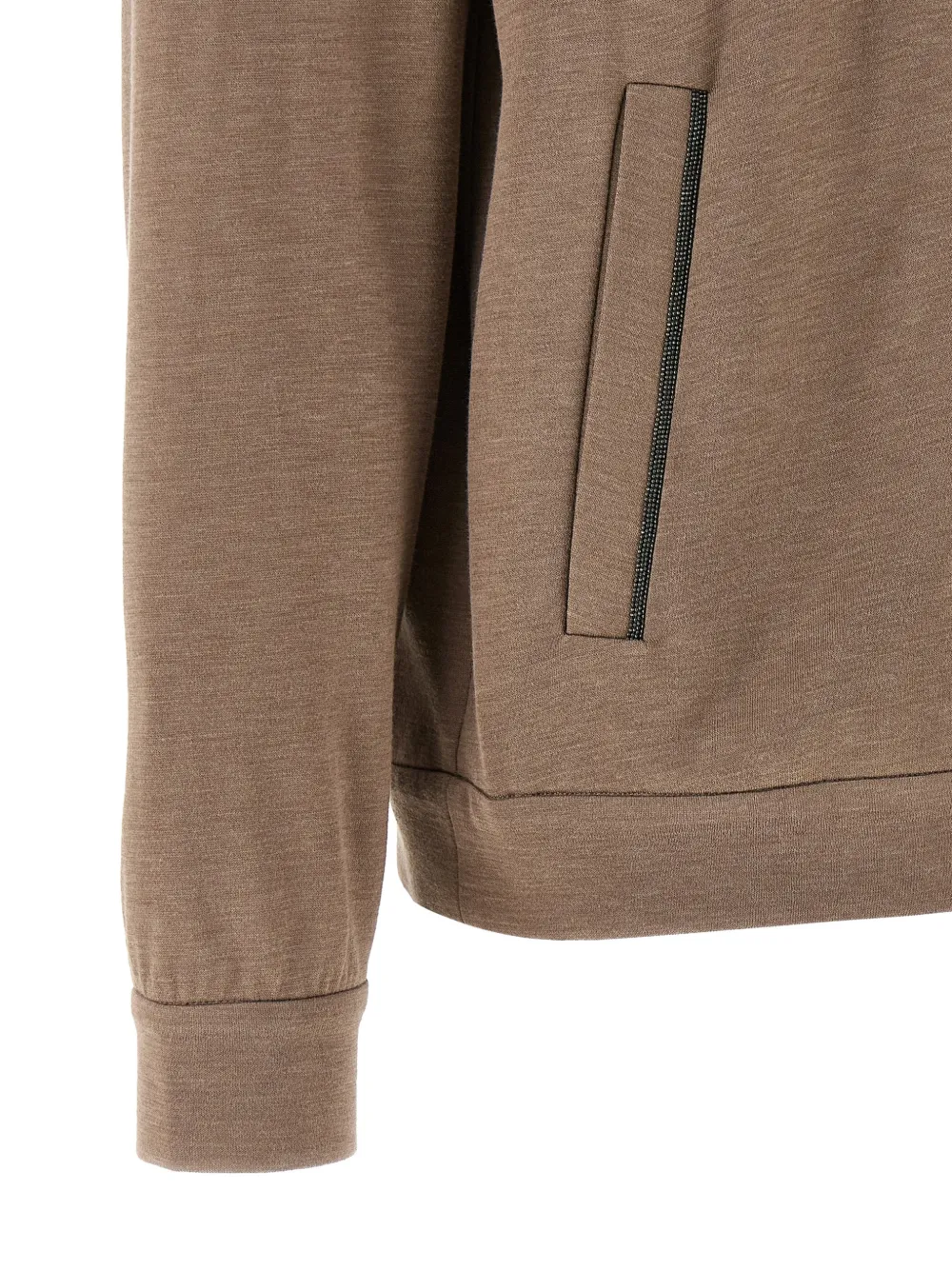 Brunello Cucinelli Hoodie met borduurwerk en rits Bruin
