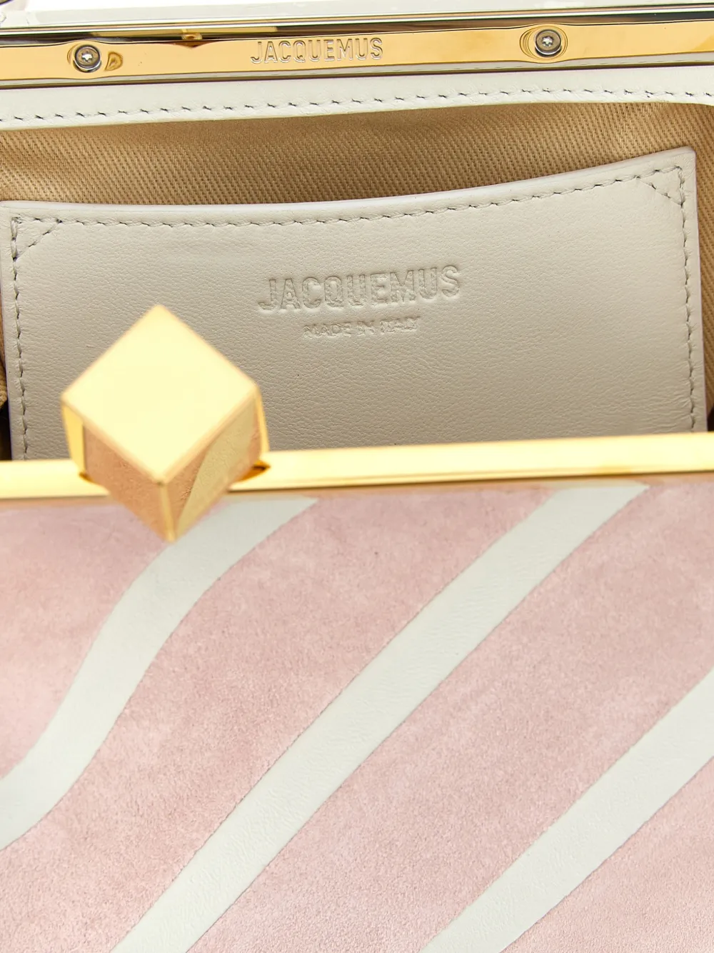 Jacquemus Kleine The Berlingot gestreepte leren clutch Roze