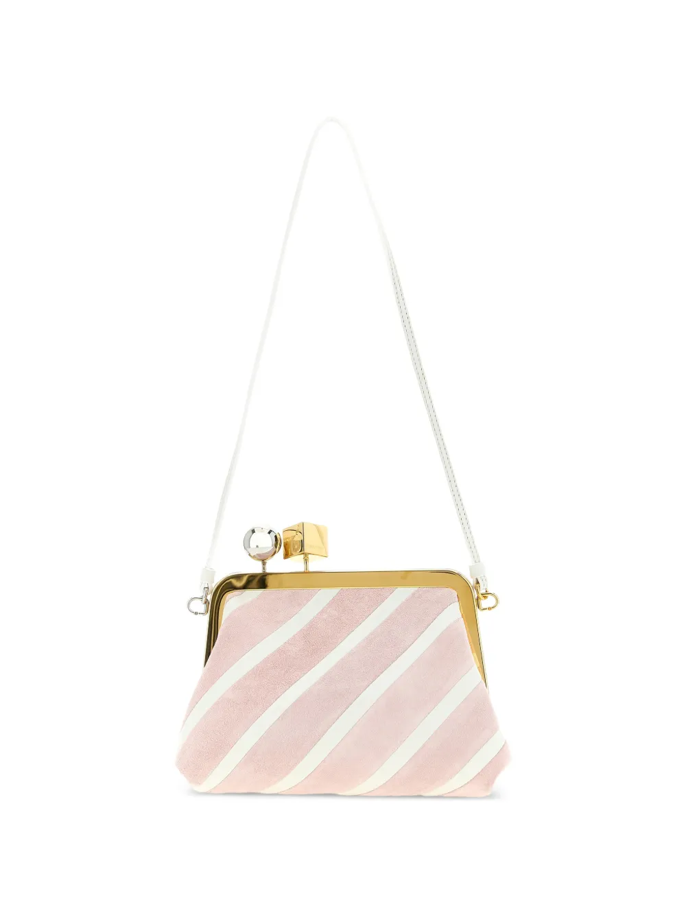 Jacquemus Kleine The Berlingot gestreepte leren clutch Roze