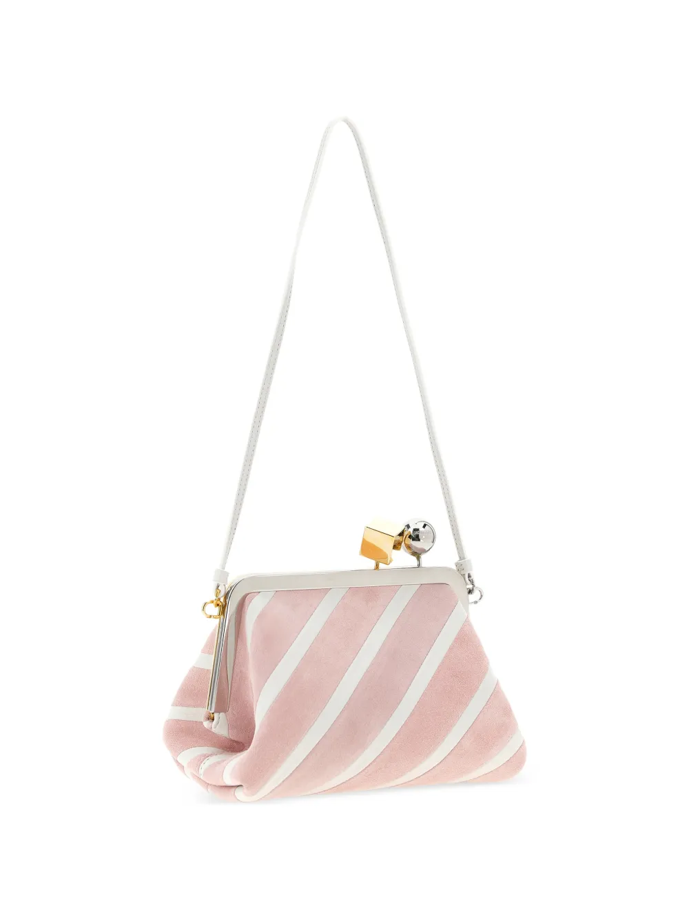 Jacquemus Clutch Berlingot patchwork a righe - Rosa