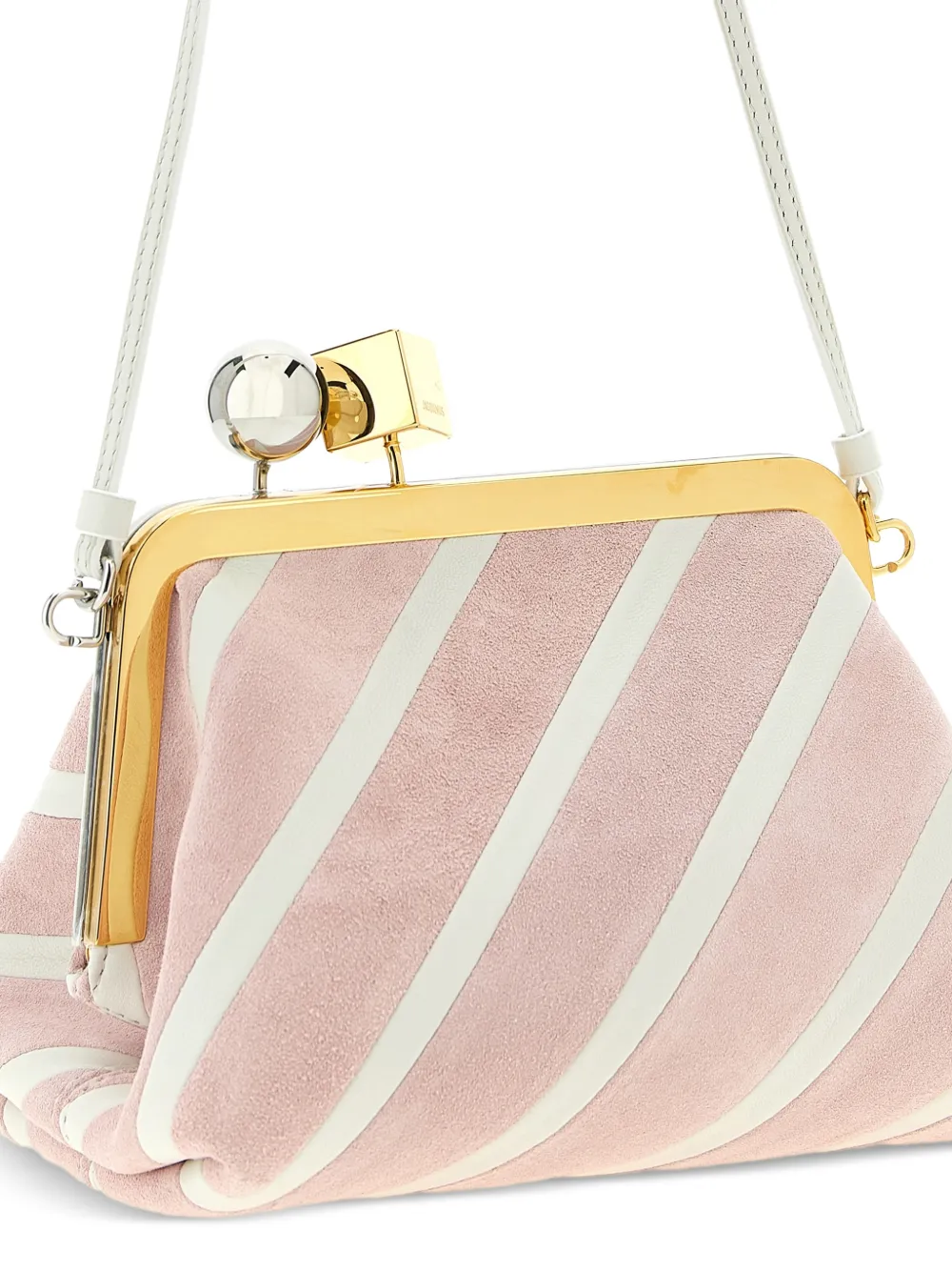 Jacquemus Kleine The Berlingot gestreepte leren clutch Roze