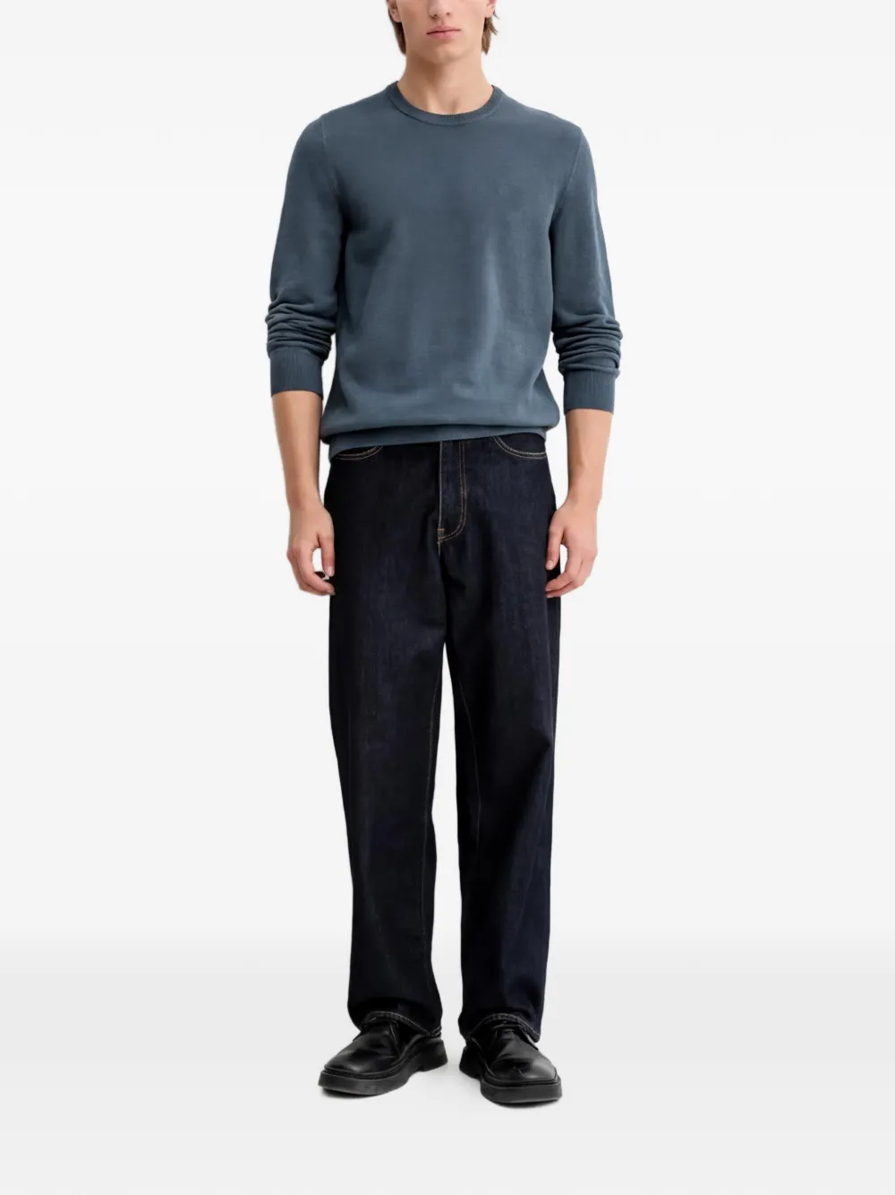 Marc O'Polo Sweater met borduurwerk en ronde hals Blauw