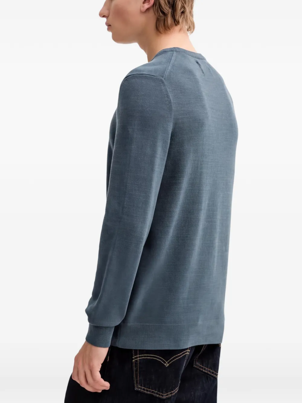 Marc O'Polo Sweater met borduurwerk en ronde hals Blauw