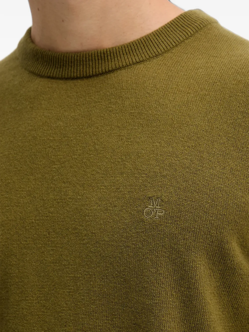 Marc O'Polo round-neck logo-embroidery sweatshirt Groen