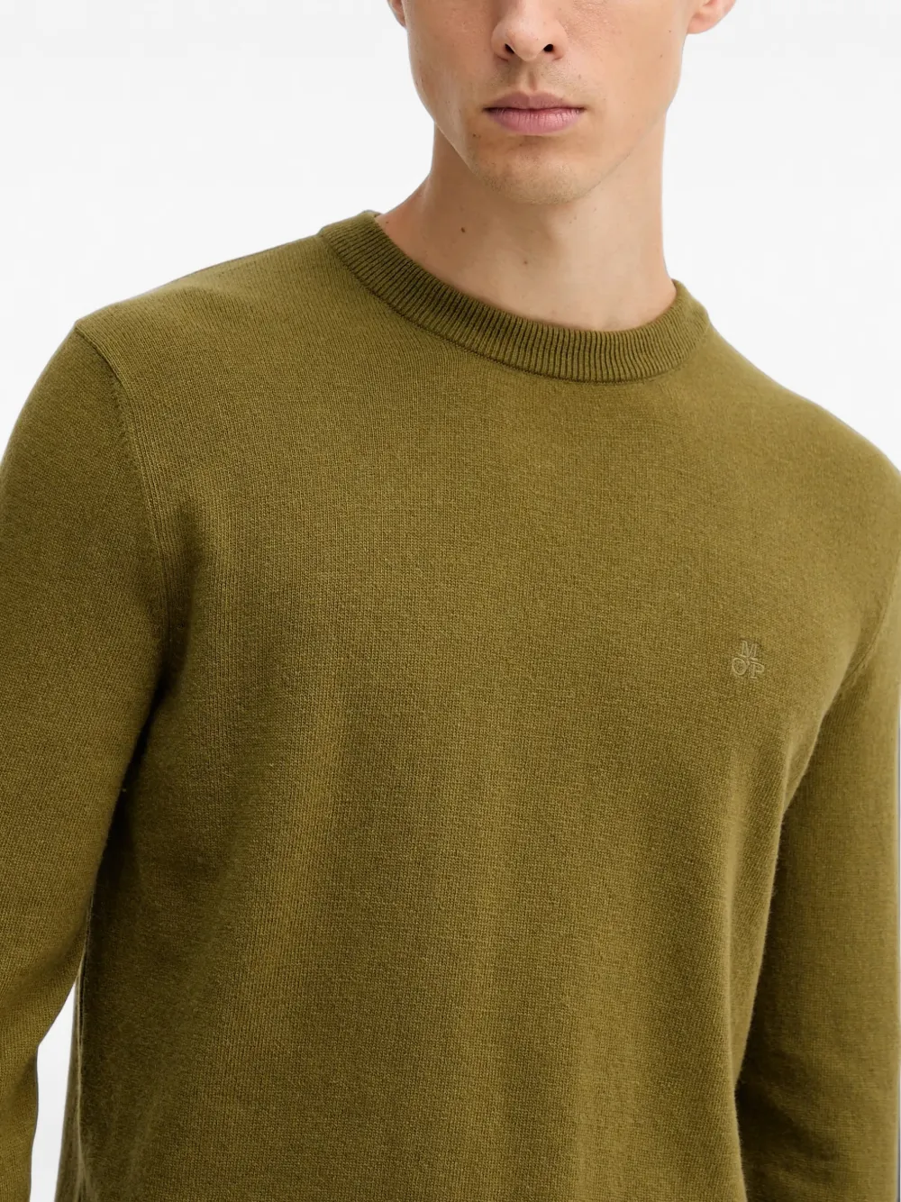 Marc O'Polo round-neck logo-embroidery sweatshirt Groen