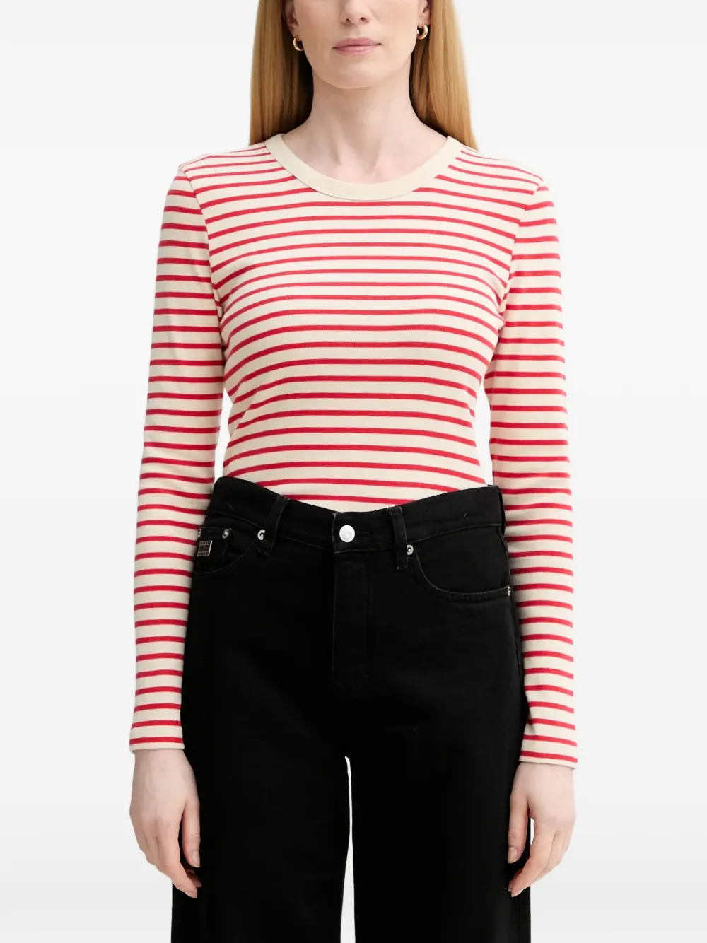 Marc O'Polo Gestreiftes Langarmshirt - Rot