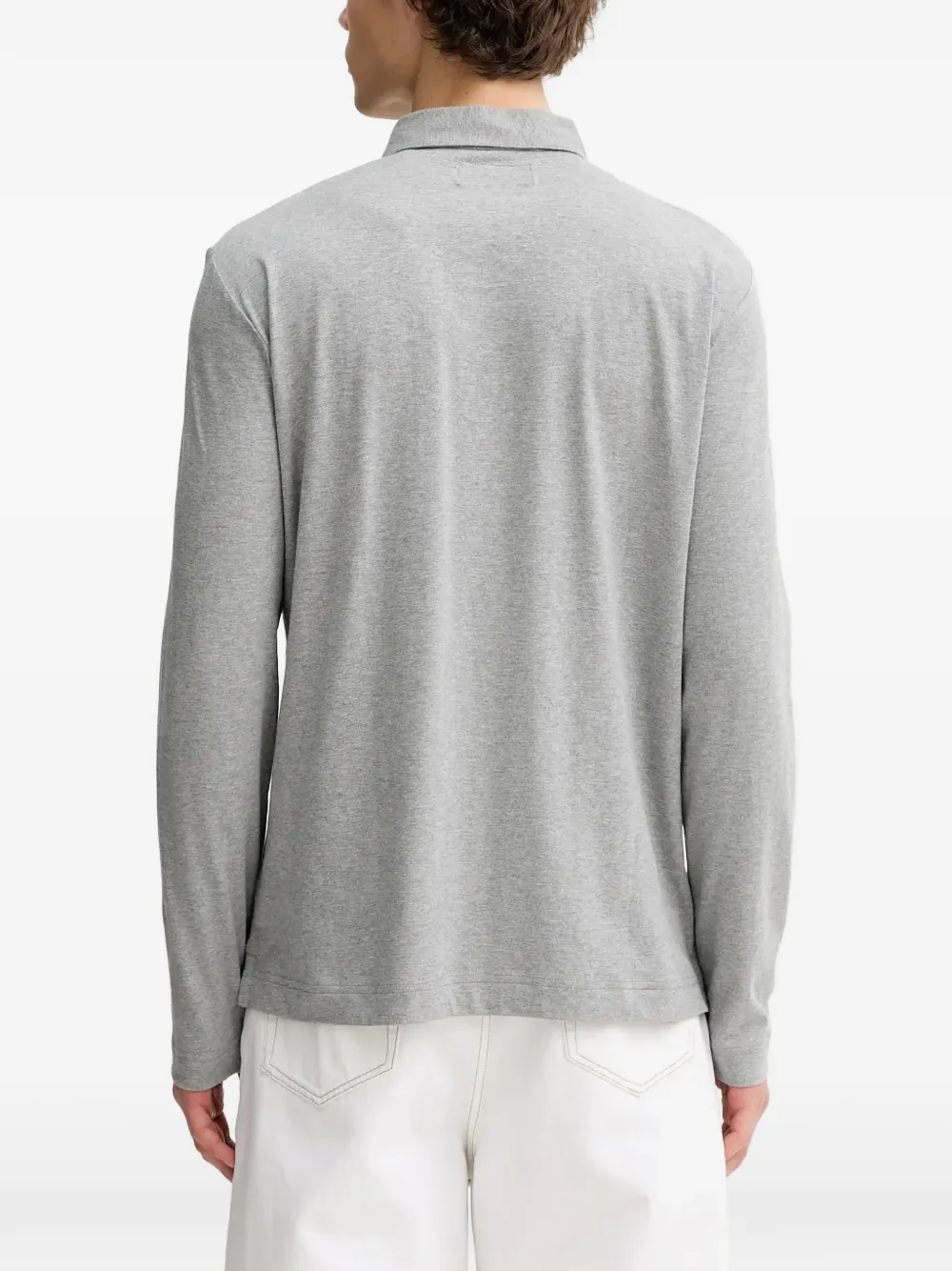 Marc O'Polo DFC poloshirt met rits en lange mouwen Grijs