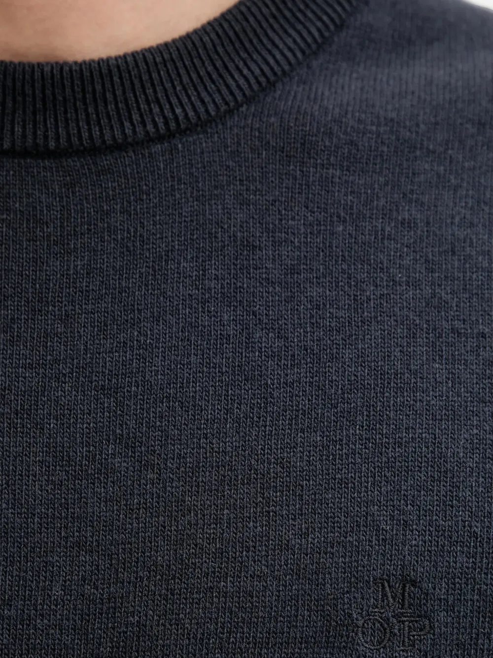 Marc O'Polo Trui met ronde hals en logo Blauw