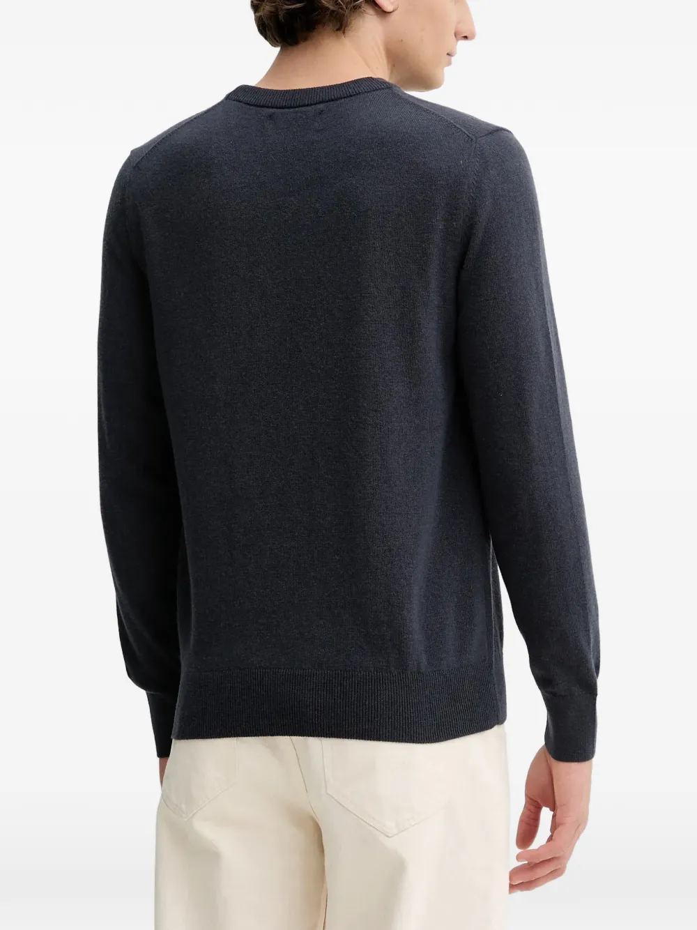 Marc O'Polo Trui met ronde hals en logo Blauw
