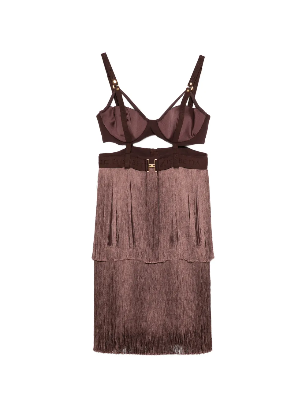 Elisabetta Franchi fringe bra dress - Marrone