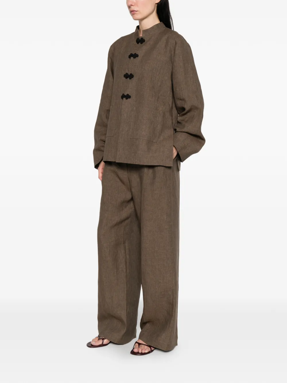  Róhe Drawstring Pleat Trousers - Brown 
