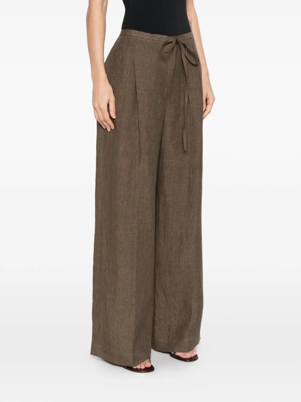  Róhe Drawstring Pleat Trousers - Brown 