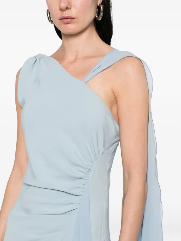 gathered one shoulder dress La Lune Gathered One Shoulder Maxi Dress