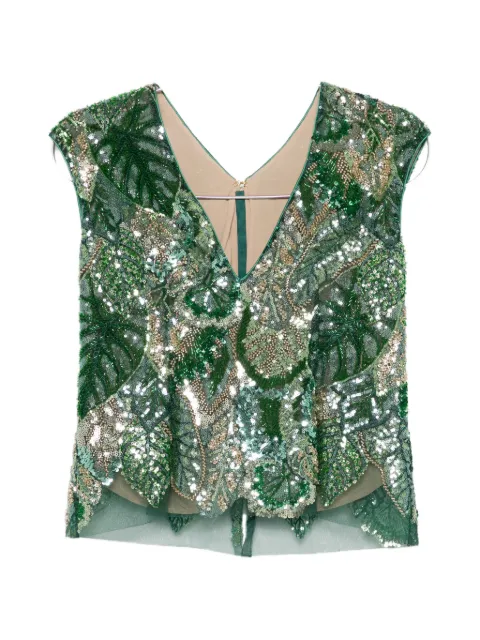 DE SANTIS sequin embellished V-neck top