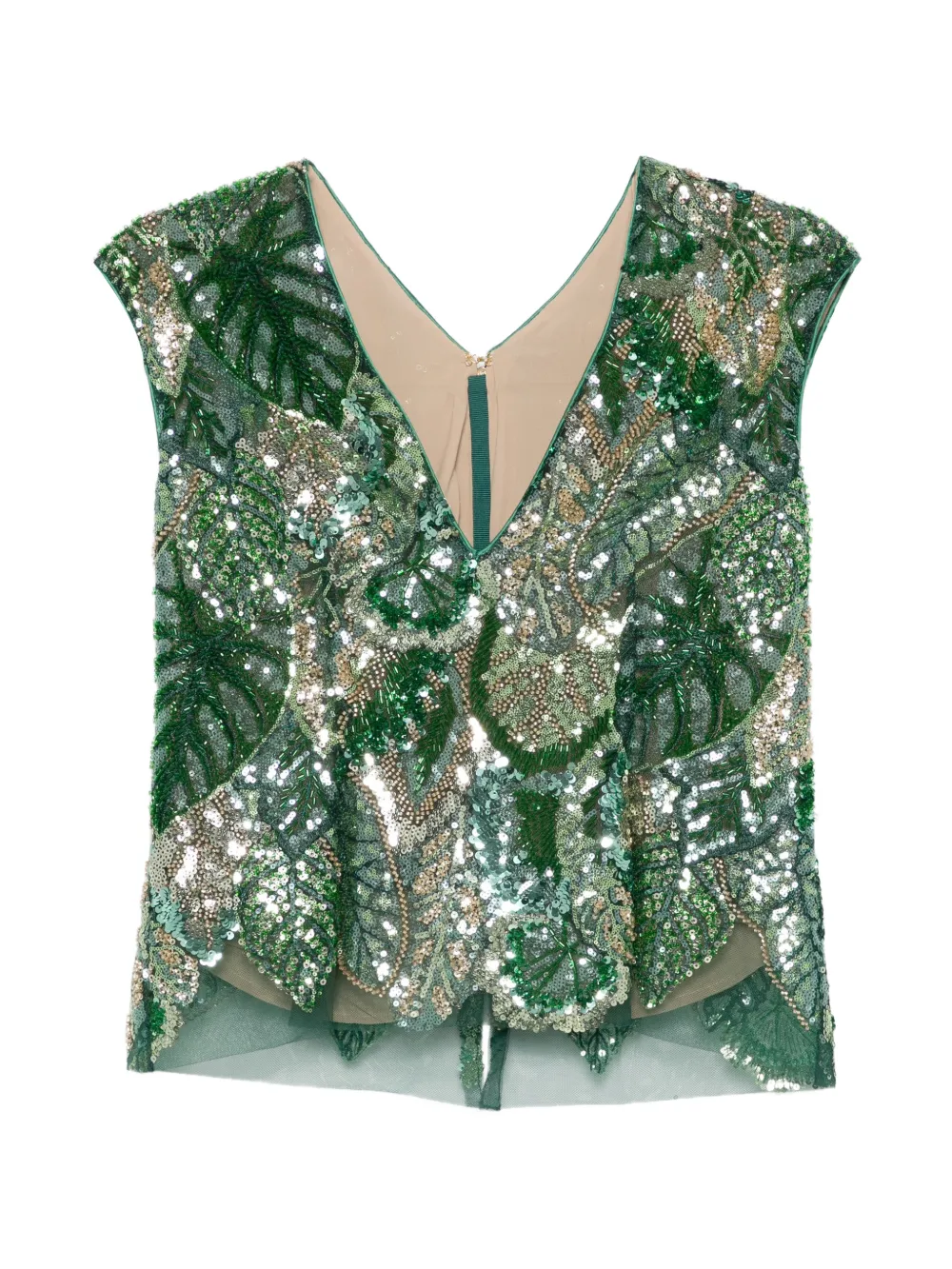 DE SANTIS sequin embellished V-neck top - Grün