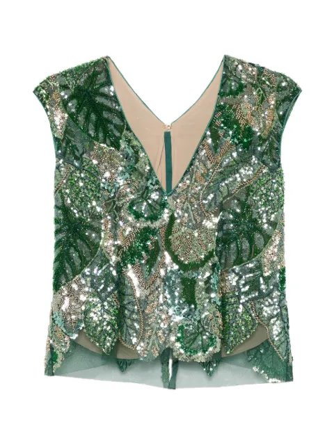 DE SANTIS sequin embellished V-neck top