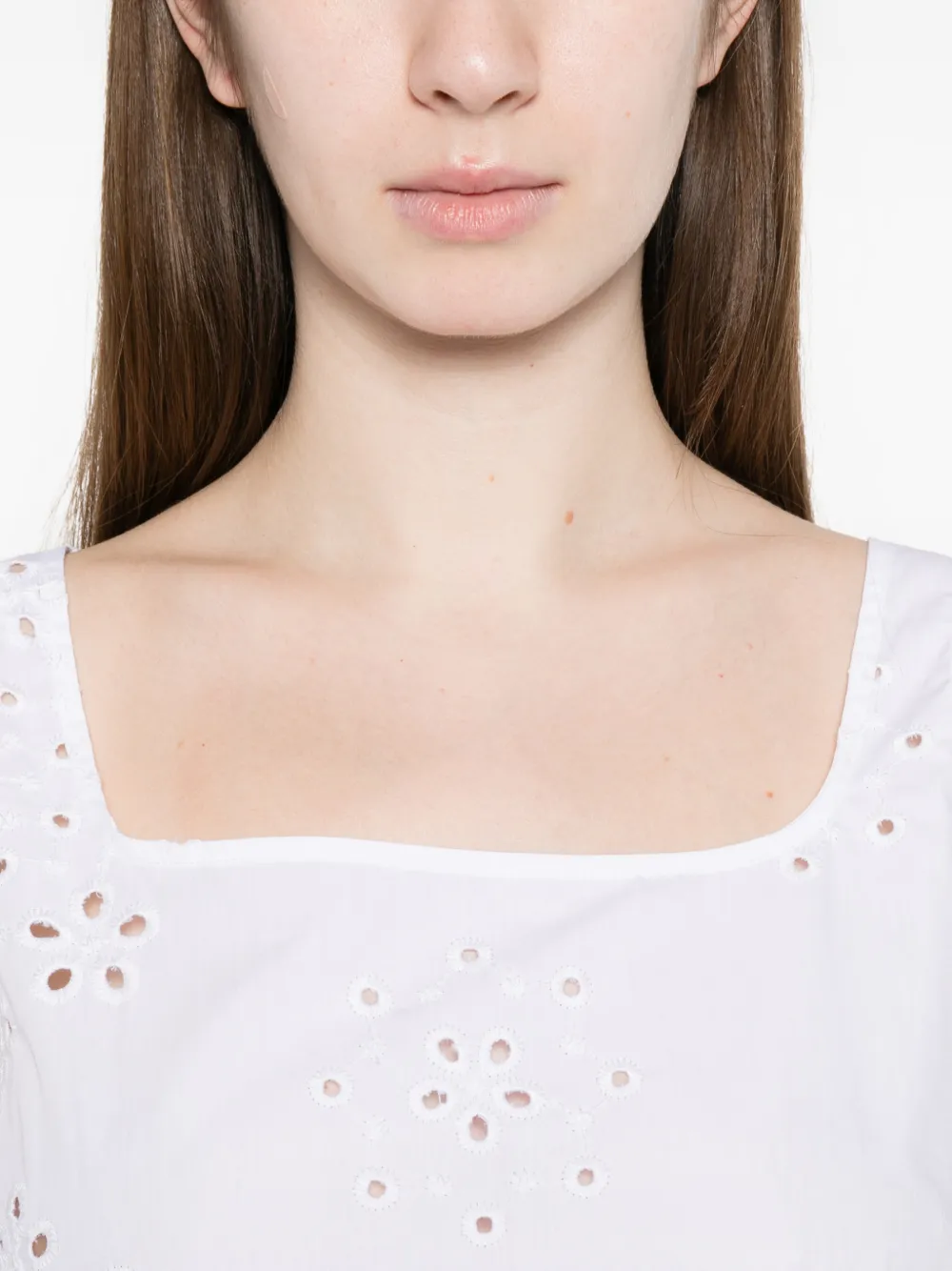 Herno Top met vierkante hals en ringlets Wit