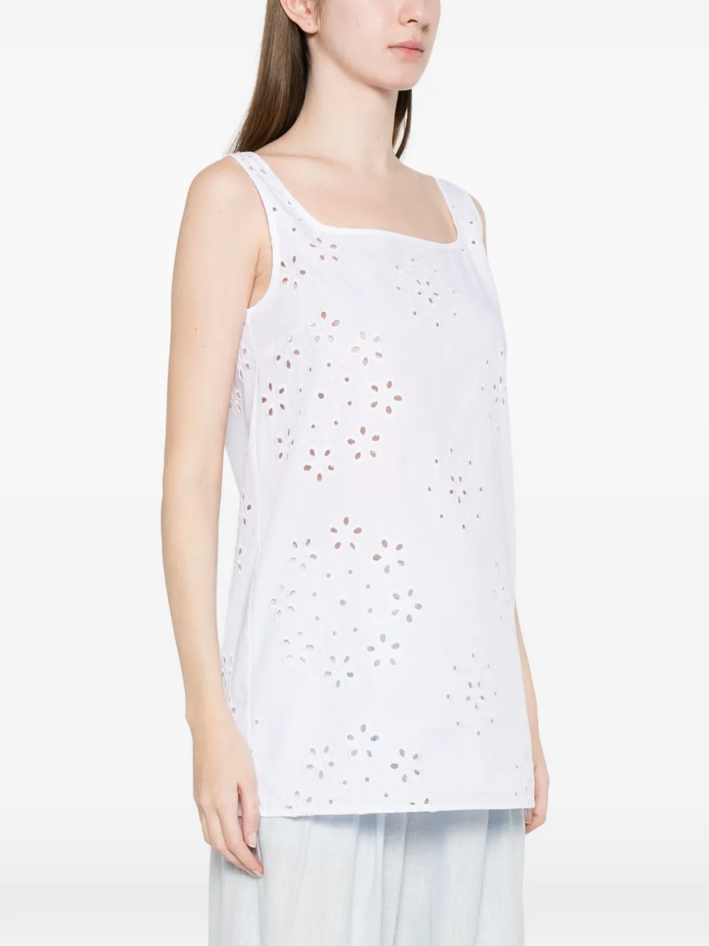  Herno Eyelet Square-neck Top - White 