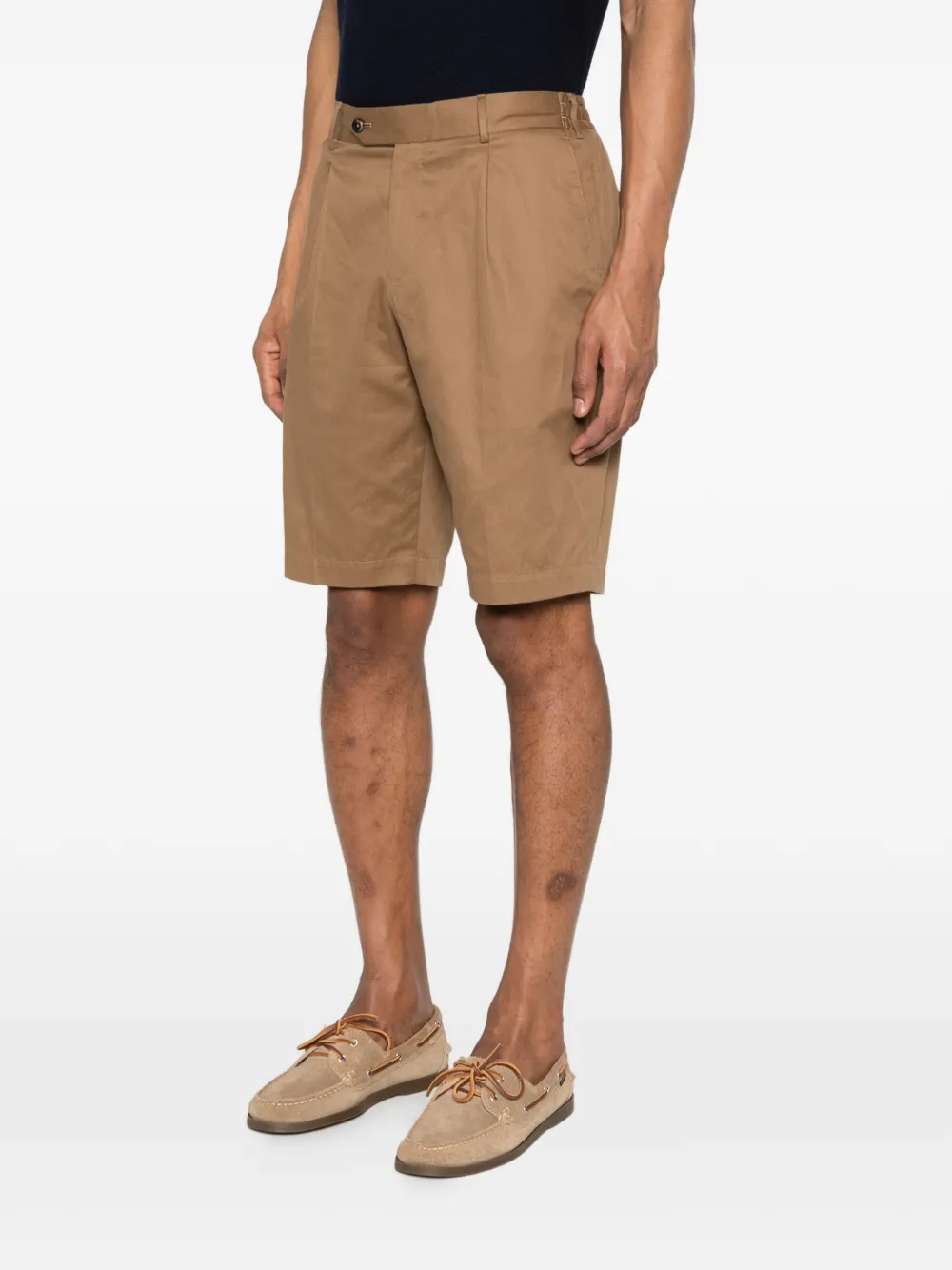 PT Torino Geplooide shorts met knopen Beige