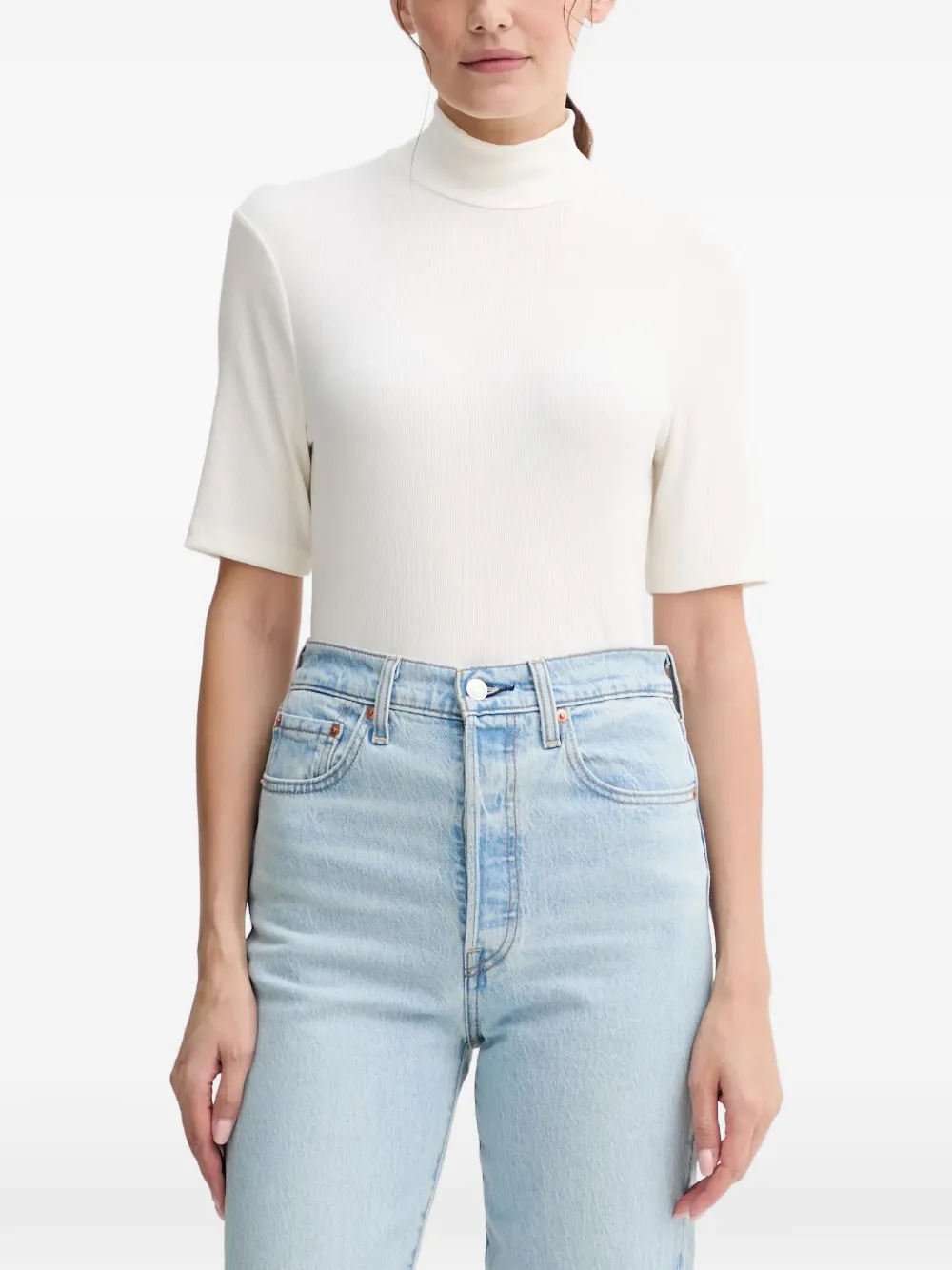 Marc O'Polo ribbed roll-neck short-sleeve top