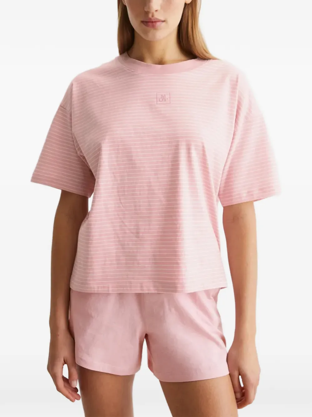 Marc O'Polo Gestreifter MIX & MATCH Pyjama mit Logo - Rosa