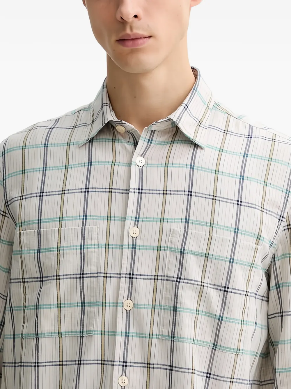 Marc O'Polo Geruit overhemd Beige