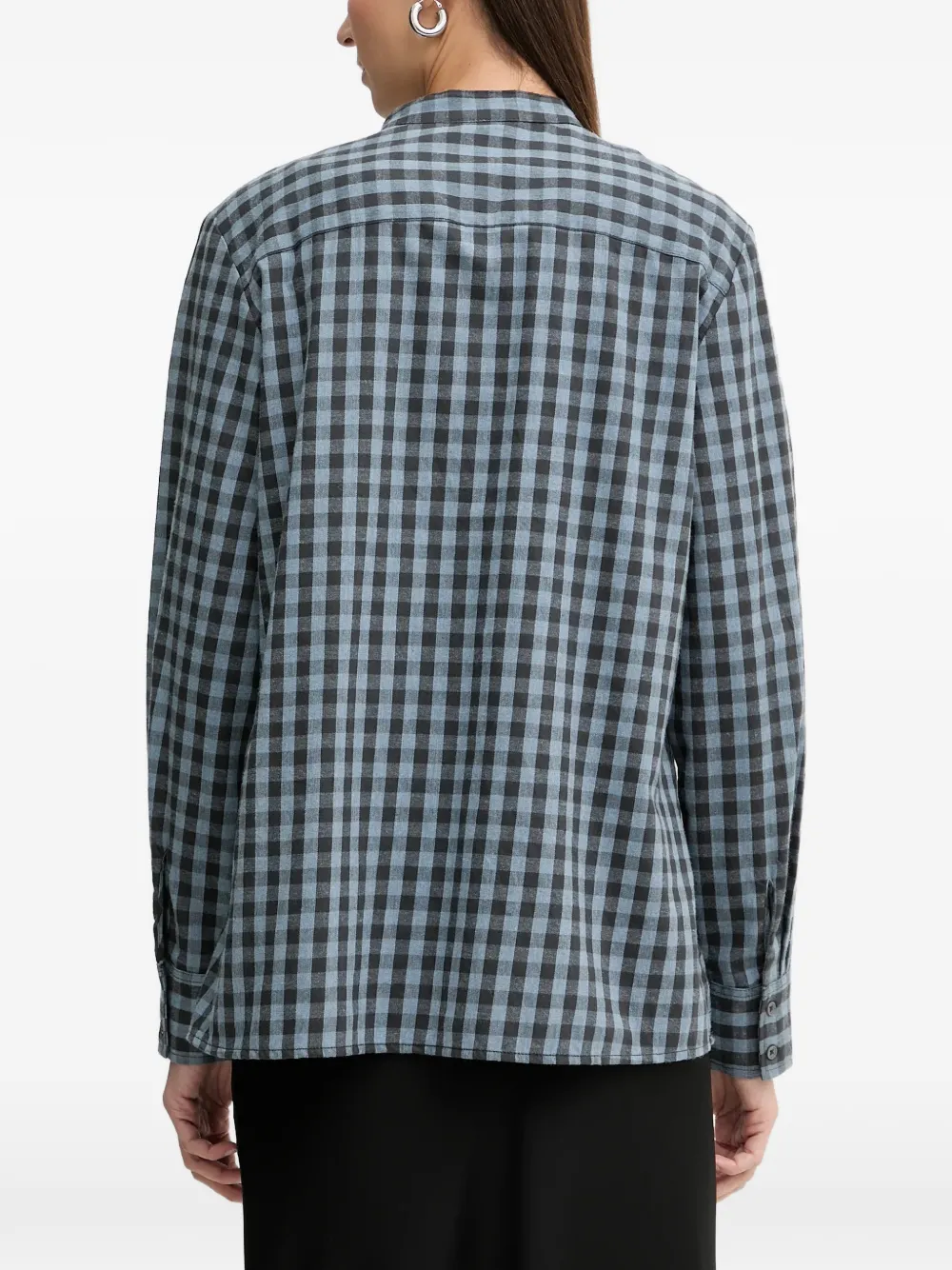 Marc O'Polo Overhemd met gingham-ruit en bandkraag Blauw