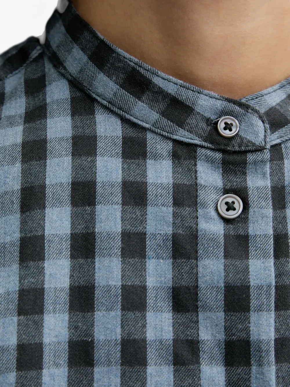 Marc O'Polo Overhemd met gingham-ruit en bandkraag Blauw