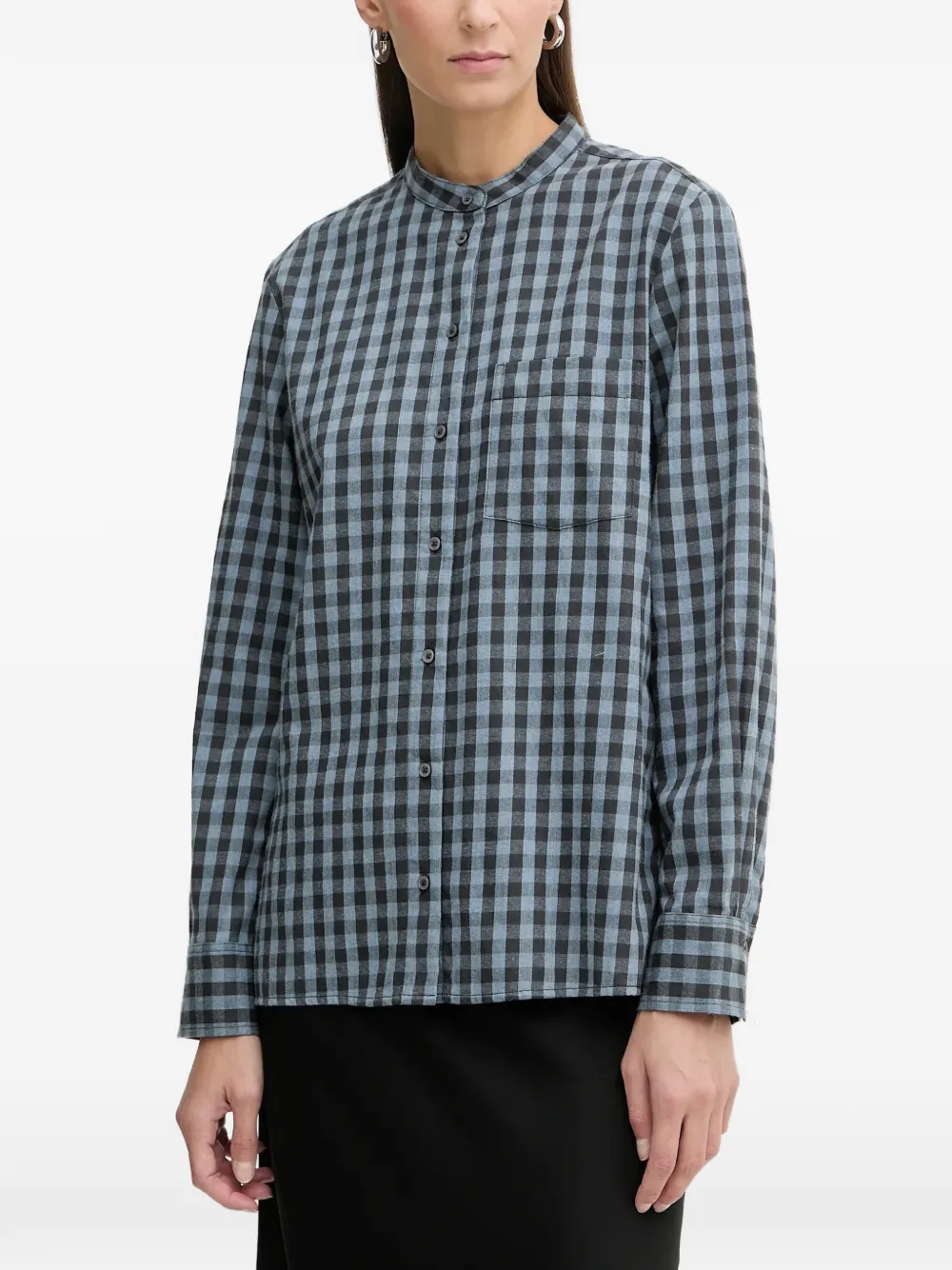 Marc O'Polo gingham-check band-collar shirt - Blu