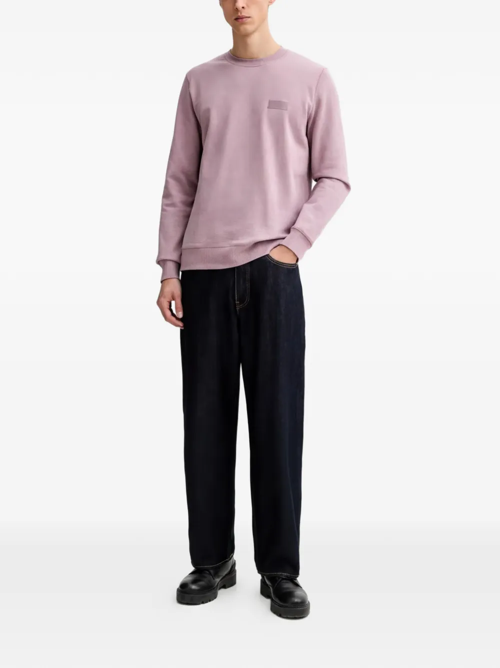 Marc O'Polo Sweater met logo-patch en ronde hals Roze