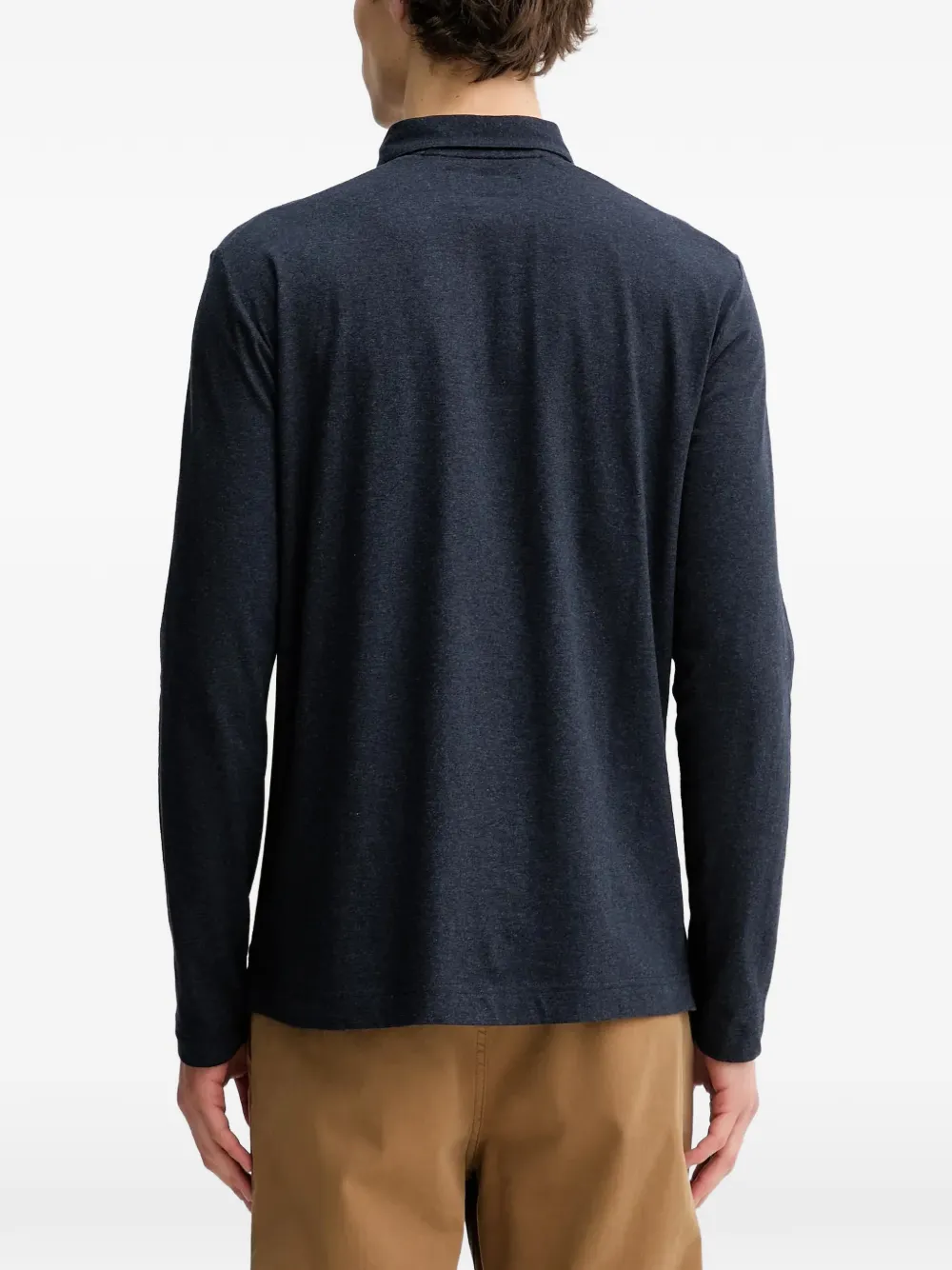Marc O'Polo Poloshirt met lange mouwen en rits Blauw