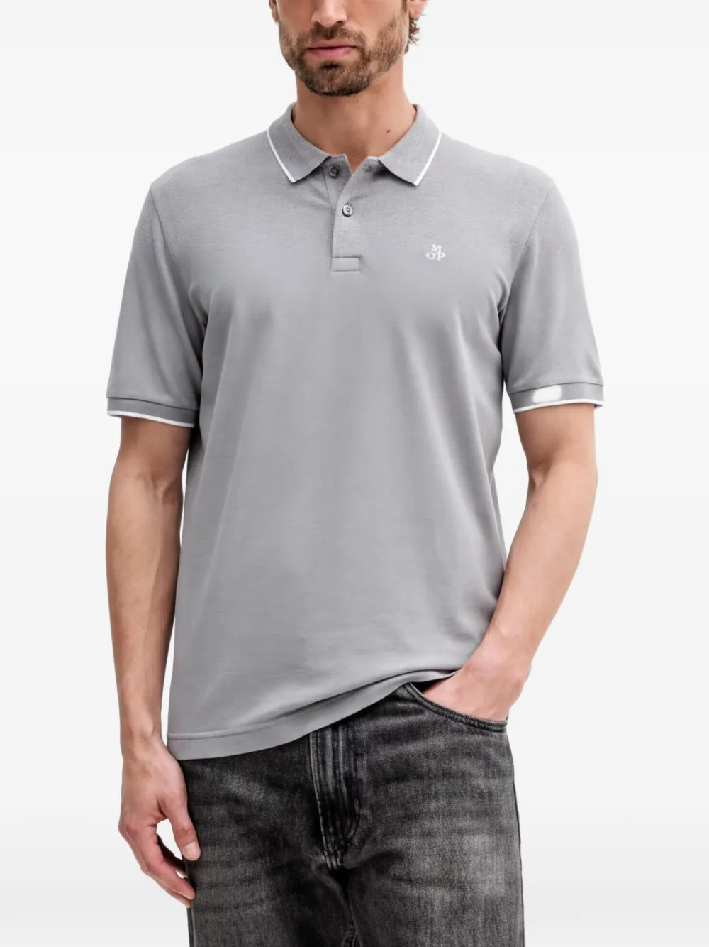 Marc O'Polo Polo con profili a contrasto - Grigio