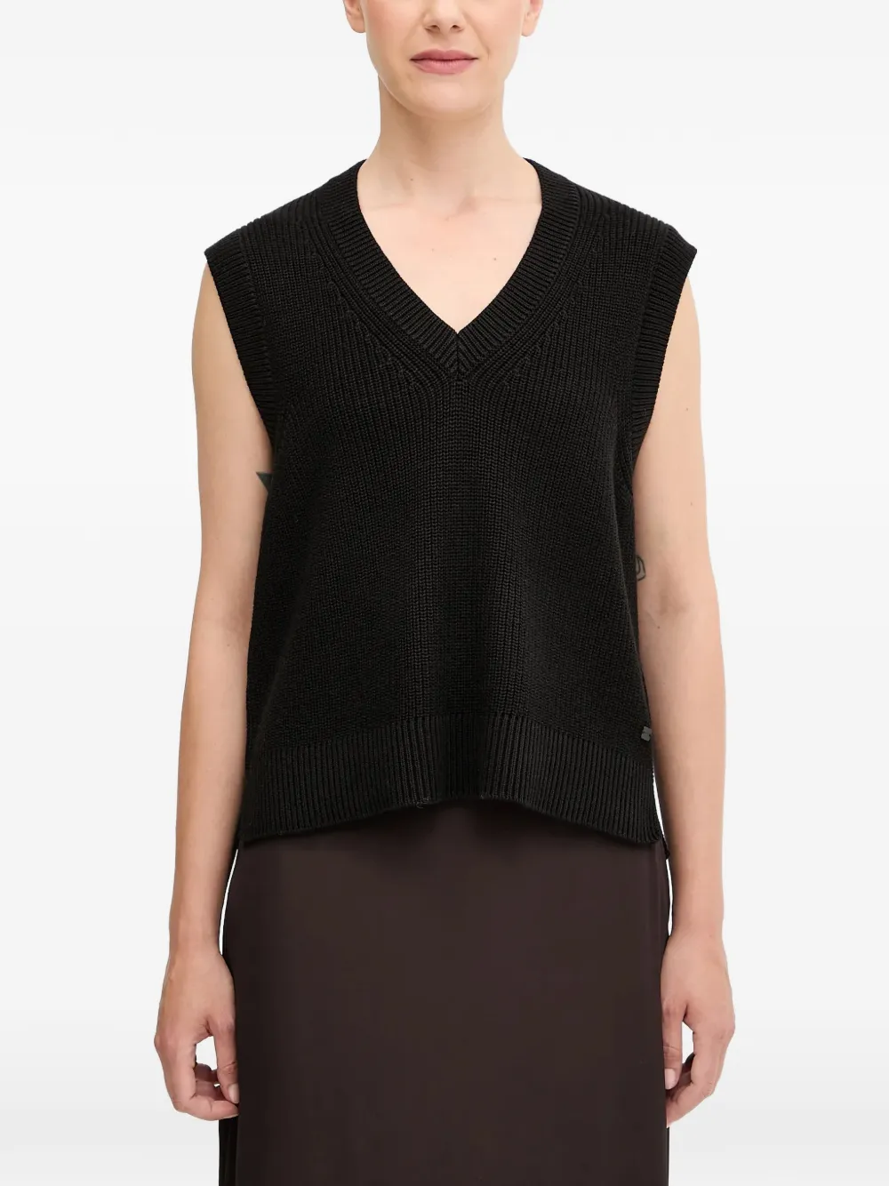 Marc O'Polo Canotta in maglia con scollo a V - Nero