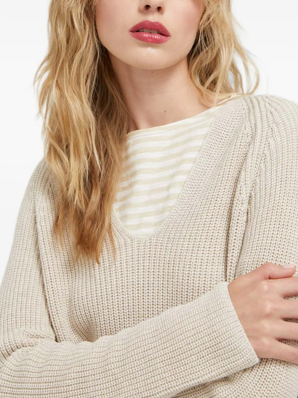 Marc O'Polo Trui met ronde hals en raglan mouwen Beige