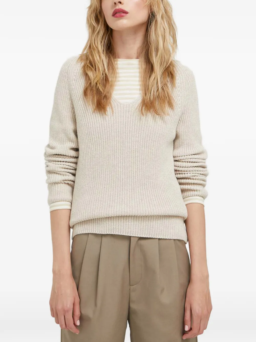 Marc O'Polo Maglione con scollo a V e maniche raglan - Toni neutri